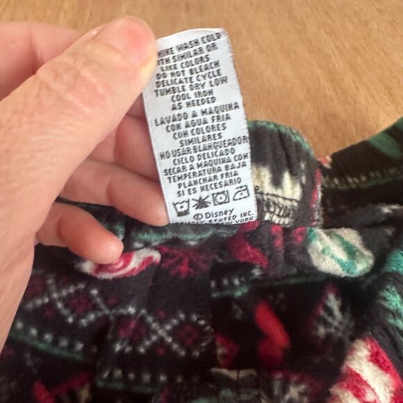 Disney Mickey Mouse Christmas Fleece Pajama Pants XL Blk/Red Holiday Snowflake - Picture 3 of 4